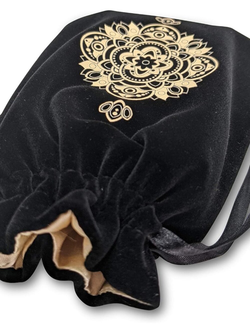 Spiritual Mandala Tarot & Dice Bag I Velvet & Satin Drawstring Pouch Ideal Size - Picture 3 of 3